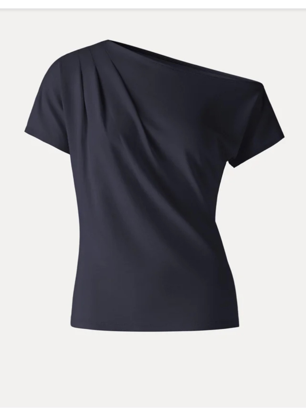 NWT   OGL Black Navy One-Shoulder Drape Women’s Top